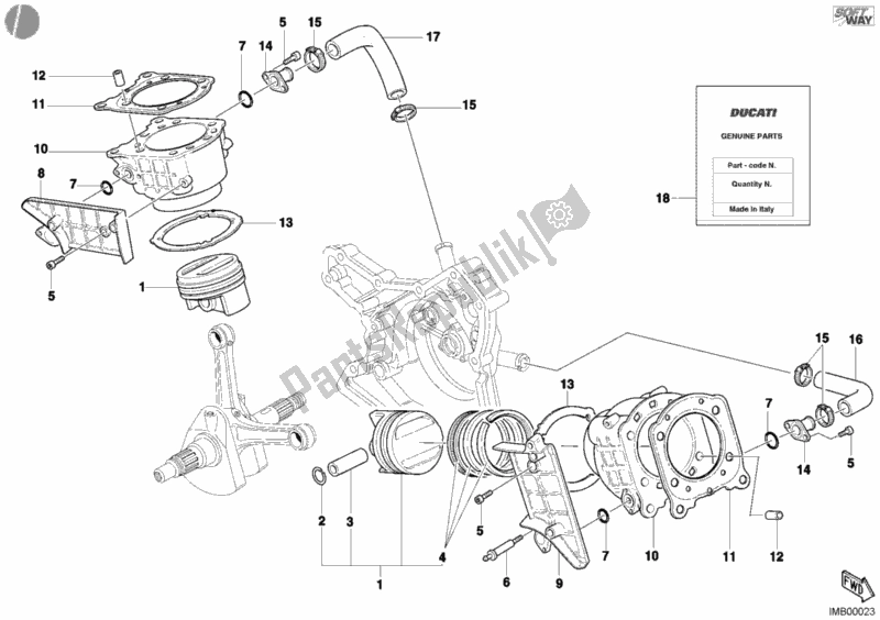 Alle onderdelen voor de Cilinder - Zuiger van de Ducati Superbike 998 S Bostrom 2002